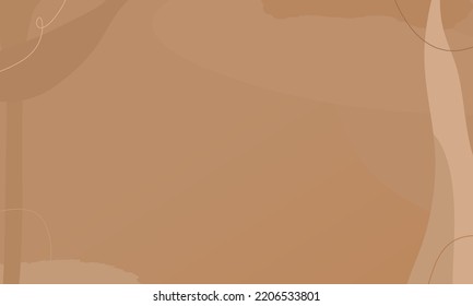 Simple abstract background with doodle shape and line art in chocolates background. Wallpaper design for social media posts. Paper background in minimal trendy flat style with copy space for text.