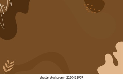 Simple abstract background with doodle shape and line art in chocolates background. Wallpaper design for social media posts. Paper background in minimal trendy flat style with copy space for text.