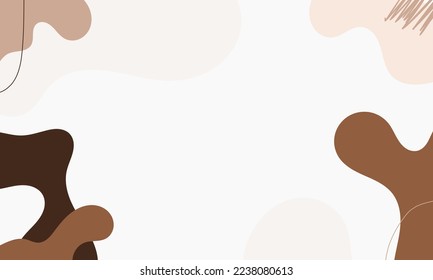 Simple abstract background with doodle shape and line art in chocolates background. Wallpaper design for social media posts. Paper background in minimal trendy flat style with copy space for text.