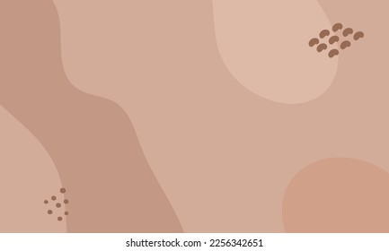 Simple abstract background with doodle shape and line art in chocolates background. Wallpaper design for social media posts. Paper background in minimal trendy flat style.