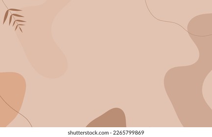 Simple abstract background with doodle shape and line art in chocolates background. Wallpaper design for social media posts. Paper background in minimal trendy flat style with copy space for text.