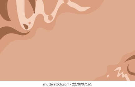Simple abstract background with doodle shape and line art in chocolates background. Wallpaper design for social media posts. Paper background in minimal trendy flat style with copy space for text.