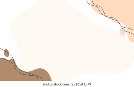 Simple abstract background with doodle shape and line art in chocolates background. Wallpaper design for social media posts. Paper background in minimal trendy flat style with copy space for text.