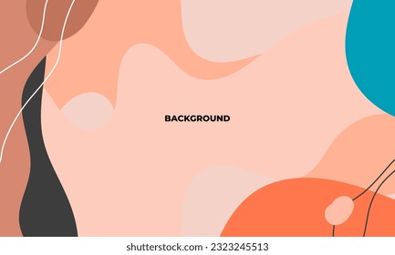 Simple abstract background with doodle shape and line art in chocolates background. Wallpaper design for social media posts. Paper background in minimal trendy flat style with copy space for text.