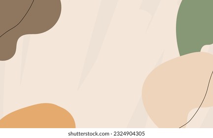 Simple abstract background with doodle shape and line art in pastel background. Wallpaper design for social media posts. Paper background in minimal trendy flat style with copy space for text.
