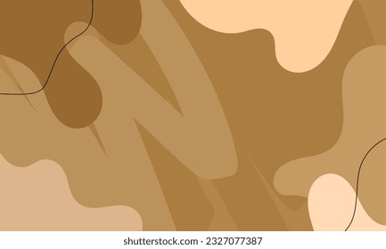 Simple abstract background with doodle shape and line art in chocolate background. Wallpaper design for social media posts. Paper background in minimal trendy flat style.