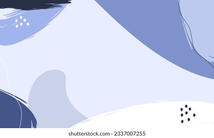 Simple abstract background with doodle shape and line art in blue background. Wallpaper design for social media posts. Paper background in minimal trendy flat style with copy space for text.