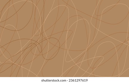 Simple abstract background with doodle shape and line art in brown background. Wallpaper design for social media posts. Paper background in minimal trendy flat style.
