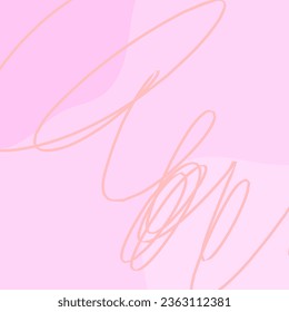 Simple abstract background with doodle shape and line art in pink background. Wallpaper design for social media posts. Paper background in minimal trendy flat style with copy space for text.