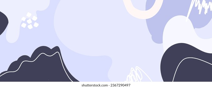 Simple abstract background with doodle shape and line art in pastel background. Wallpaper design for social media posts. Paper background in minimal trendy flat style with copy space for text.