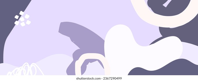 Simple abstract background with doodle shape and line art in pastel background. Wallpaper design for social media posts. Paper background in minimal trendy flat style with copy space for text.