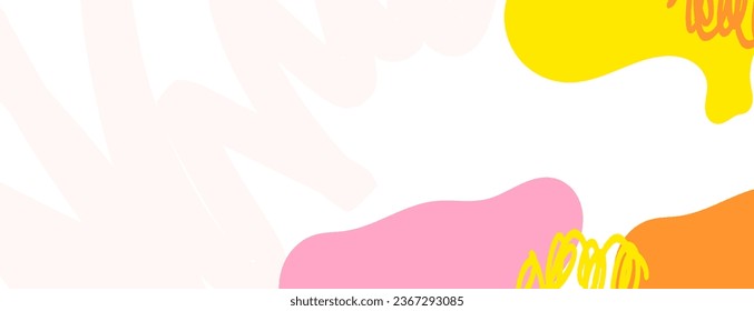 Simple abstract background with doodle shape and line art in white background. Wallpaper design for social media posts. Paper background in minimal trendy flat style with copy space for text.