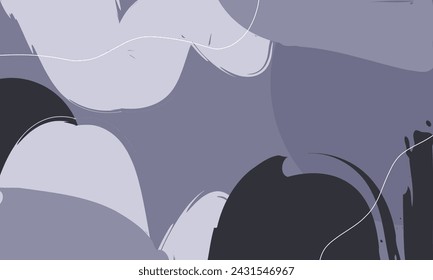 Simple abstract background with doodle shape and line art in blue background. Wallpaper design for social media posts. Paper background in minimal trendy flat style with copy space for text.