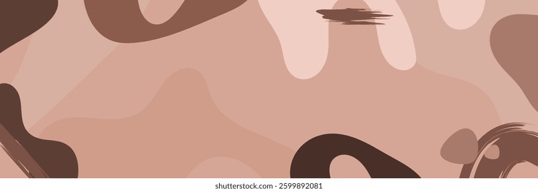 Simple abstract background with doodle shape and line art in chocolates background. Wallpaper design for social media posts. Paper background in minimal trendy flat style with copy space for text.