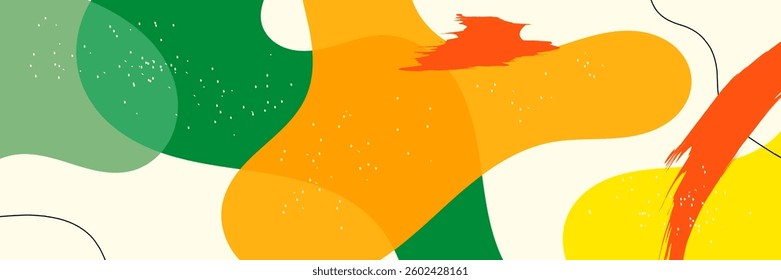 Simple abstract background with doodle shape and line art in pastel background. Paper background in minimal trendy flat style with copy space for text.