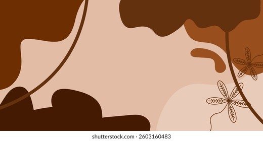 Simple abstract background with doodle shape and line art in chocolates background. Wallpaper design for social media posts. Paper background in minimal trendy flat style with copy space for text.