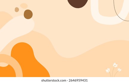 Simple abstract background with doodle shape and line art in chocolates background. Wallpaper design for social media posts. Paper background in minimal trendy flat style with copy space for text.