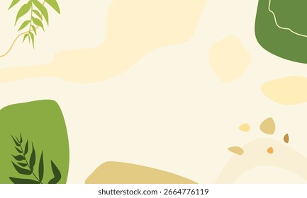 Simple abstract background with doodle shape and line art in pastel background. Paper background in minimal trendy flat style with copy space for text.