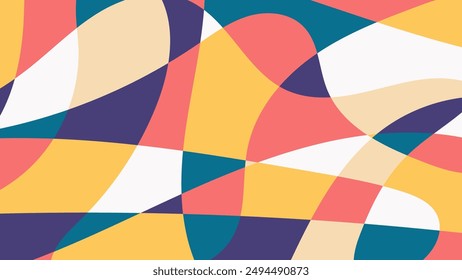 simple abstract background with drawn lines and colored shapes