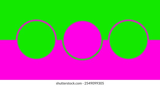 Fondo abstracto simple en rosa y verde con motivos de tres círculos