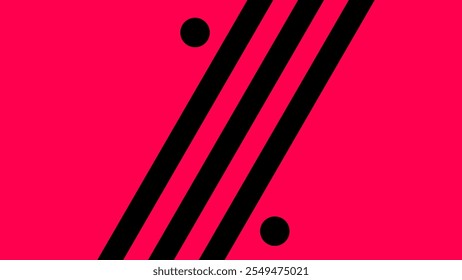 Simple abstract background in Pink with three slanted lines and Black dots