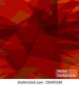 Simple abstract background of red triangles different sizes. Vector pattern.