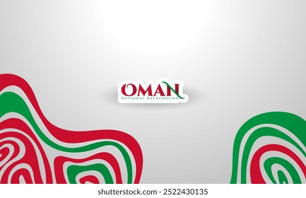 Fundo abstrato simples com linhas grandes irregulares de verde e vermelho. Campanha do dia da independência de Omã. Histórico do dia nacional de Omã