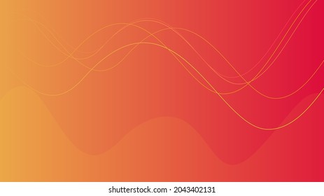 Simple abstract background with wavy lines - a combination of flat orange and red gradient colors