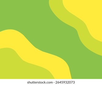 Simple abstract background with wavy shapes in green and yellow colors. Clean and modern design.