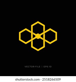 simple abstract bee hexagon logo