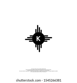 simple abstract black circle star K logo letter creative design concept isolated on white background