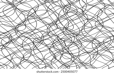 simple abstract black color asymmetrical scattered rendom chaotic thin line pattern a black and white abstract pattern of circles and lines