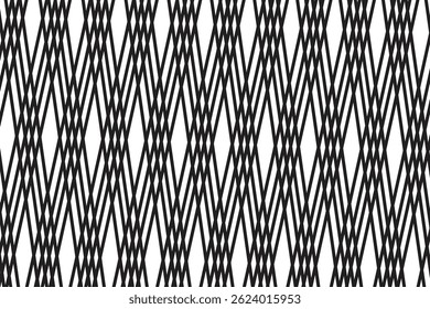 Eenvoudig abstract zwart kleur asymmetrisch lijnpatroon geometrisch patroon van geïnterlinieerde lijnen die diamantvormen vormen