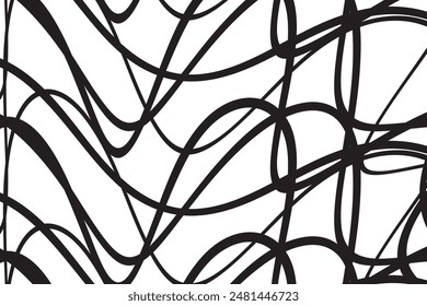 simple abstract black color creative geometric thin wavy line pattern perfect for background wallpaper a black and white image of a wire and a white background