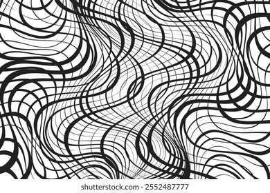 simples abstrato preto cor criativa aleatório fino a grosso meio fio caótico padrão linha imagem abstrata, de um padrão ondulado