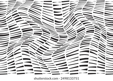 einfache abstrakte schwarze Farbe geometrische halbe Linie vertikale Linie wellige Verzerrung Muster perfekt für Hintergrund Tapete abstrakte Linien auf weißem Hintergrund
