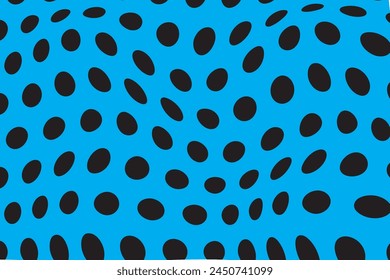 simple abstract black color polka dot wavy pattern on sky color background blue background with black dots