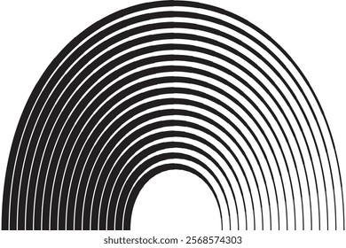 simple abstract black color thin to thick geometric degrade half circle line pattern a black and white circle with a white background that has a circle in the middle