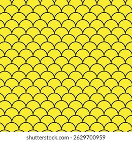  simple abstract black colour fish scale pattern design with yellow colour background.