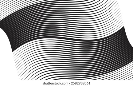 simple abstract black colour thik to thin wave line pattern