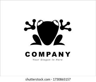 Simple abstract black frog art  logo, icon, sign, symbol design inspiration