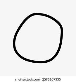 Simple abstract black line drawing of an irregular circle on a white background. Minimalist and abstract design with a black line and irregular shape. Frame vector with copy space.