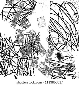 Simple abstract black and white drawing. Expressive drawing. Abstract Overlay Texture. Vector.