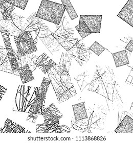 Simple abstract black and white drawing. Expressive drawing. Abstract Overlay Texture. Vector.