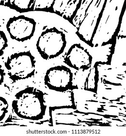 Simple abstract black and white drawing. Expressive drawing. Abstract Overlay Texture. Vector.