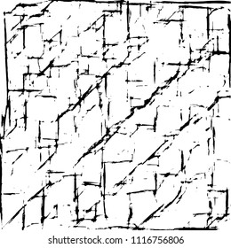 Simple abstract black and white drawing. Expressive drawing. Abstract Overlay Texture. Vector.