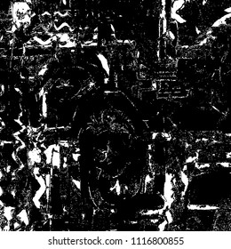 Simple abstract black and white drawing. Expressive drawing. Abstract Overlay Texture. Vector.