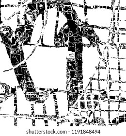 Simple abstract black and white drawing. Expressive drawing. Abstract Overlay Texture. Vector.