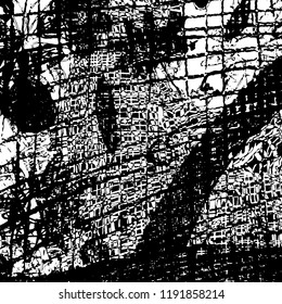 Simple abstract black and white drawing. Expressive drawing. Abstract Overlay Texture. Vector.