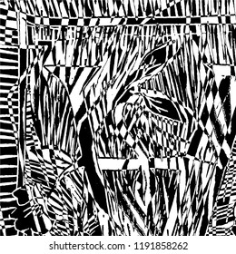 Simple abstract black and white drawing. Expressive drawing. Abstract Overlay Texture. Vector.